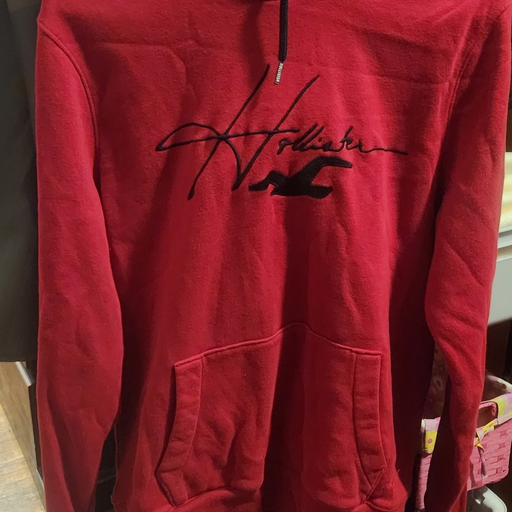 Hollister Red Script Logo Hoodie